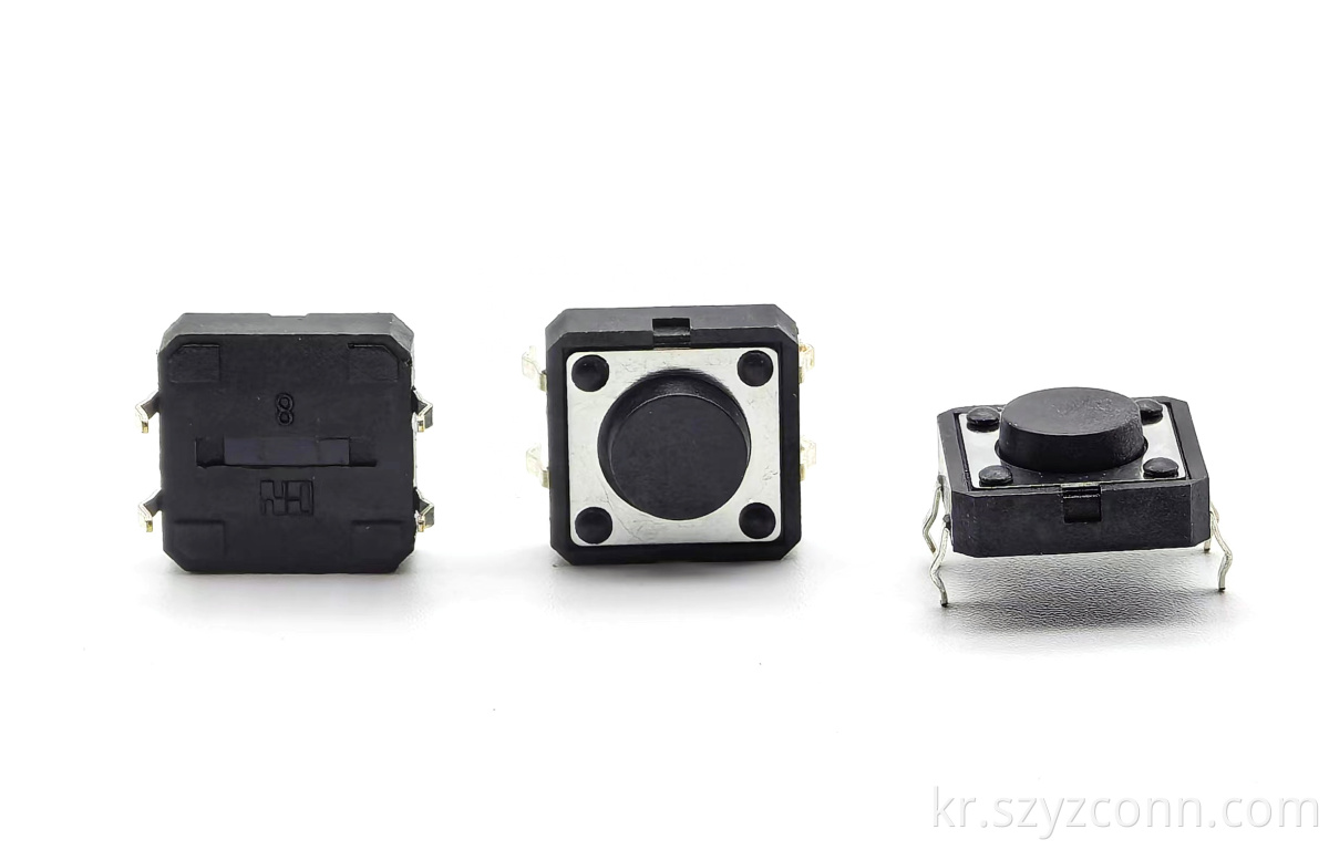 택트 스위치 12X12mm 4P H=5.0mm 검정색 핸들 DIP TACT SWITCH 12X12mm 4P H=5.0mm Black Handle DIP